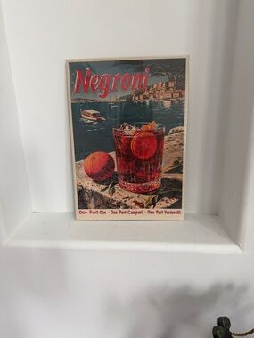 Negroni Cocktail Drink Vintage-Inspired  Red & Blue  Art Poster Retro Bar Wall